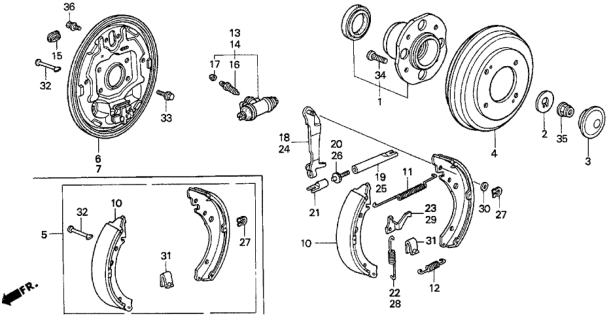 1997 Honda Accord Rear Brake (Drum) Diagram