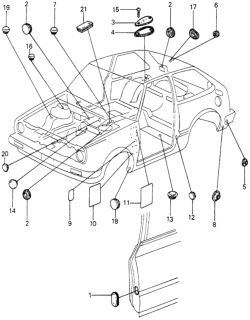 1982 Honda Civic 5 Door ** (WAGOVAN) KA HMT Grommet - Plug Diagram