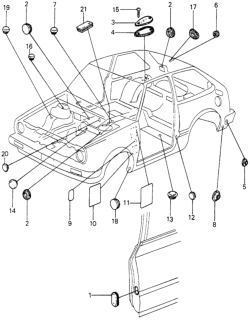 1983 Honda Civic Grommet, FR. Wheelhouse Diagram for 90859-SA0-000