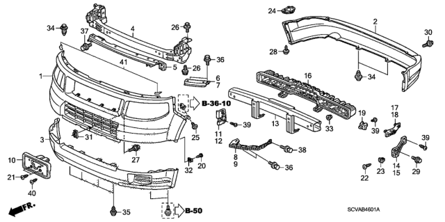 2008 Honda Element Face, Front Bumper (Dot) (Galaxy Gray Metallic) Diagram for 04711-SCV-A60ZC