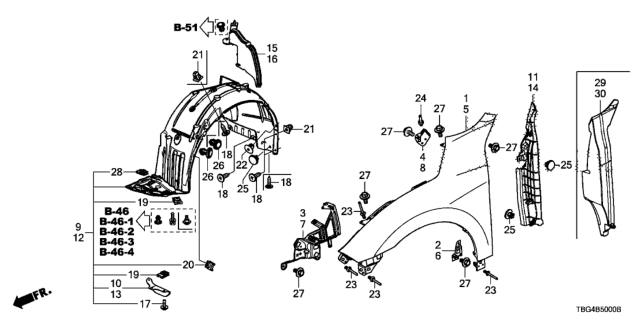 2019 Honda Civic Front Fenders Diagram