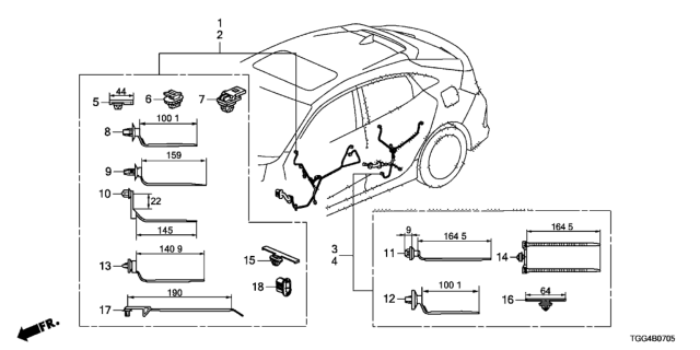 2020 Honda Civic Wire Harness, Driver Door Diagram for 32751-TGH-C00