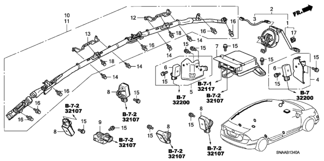 2009 Honda Civic SRS Unit Diagram