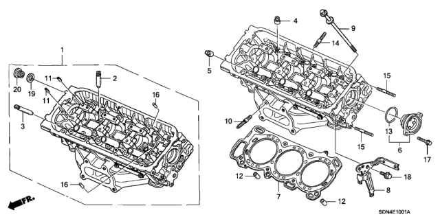 2005 Honda Accord Front Cylinder Head (V6) Diagram