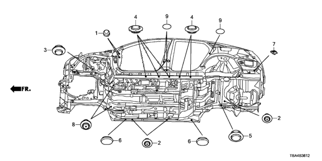 2017 Honda Civic Grommet (Lower) Diagram