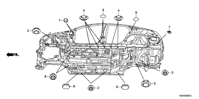 2016 Honda Civic Grommet (Lower) Diagram