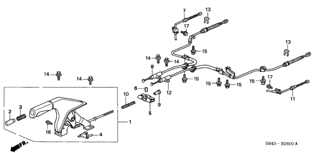 2002 Honda Accord Wire, Driver Side Parking Brake Diagram for 47560-S82-A52