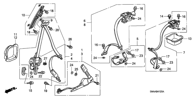 2009 Honda Civic Tongue Set, Right Front Seat Belt (Outer) (Atlas Gray/Qp Light Warm Gray) Diagram for 04814-SNA-A01ZF