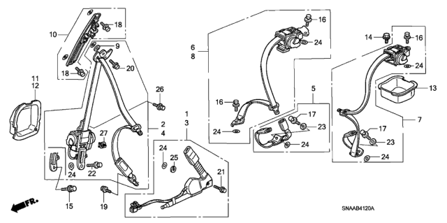 2009 Honda Civic Seat Belts Diagram