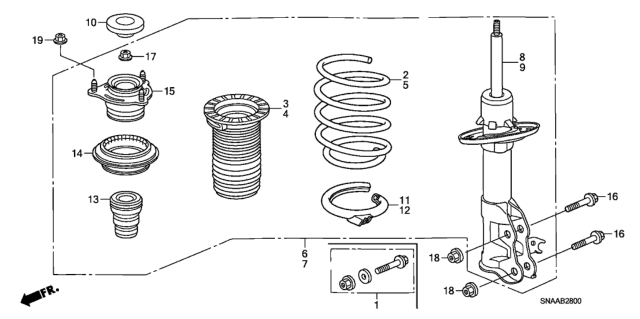 2009 Honda Civic Shock Absorber Assembly, Right Front Diagram for 51601-SNA-A71