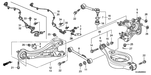 2005 Honda Odyssey Rear Lower Arm Diagram