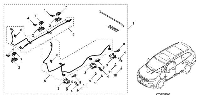 2020 Honda Pilot GARNISH, L. WELCOME LIGHT Diagram for 08V27-TG7-10006