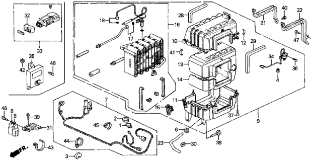 1991 Honda Prelude A/C Cooling Unit Diagram