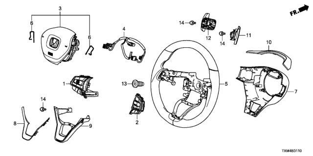 2020 Honda Insight 4 Door LX KA CVT Steering Wheel (SRS) Diagram