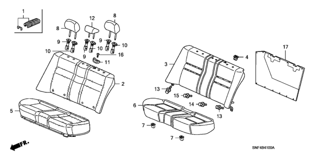 2006 Honda Civic 4 Door GX KA 5AT Rear Seat Diagram