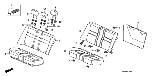 2010 Honda Civic Pad & Frame, RR. Seat Cushion Diagram for 82137-SNF-A01