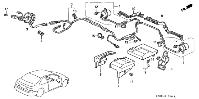 1993 Honda Civic Ecu Assembly, Srs Diagram for 06772-SR8-A80