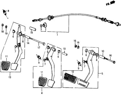 1984 Honda Civic Brake Pedal - Clutch Pedal Diagram