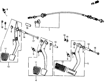 1986 Honda Civic Brake Pedal - Clutch Pedal Diagram