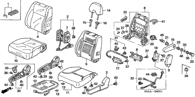 2006 Honda CR-V Pad Assy., R. FR. Seat-Back (With OPDS Sensor) Diagram for 81122-SCA-A32