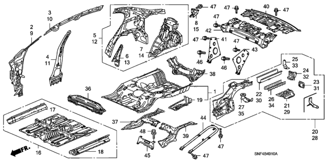 2011 Honda Civic Reinforcement B, L. RR. Frame Diagram for 65685-SNE-A00ZZ