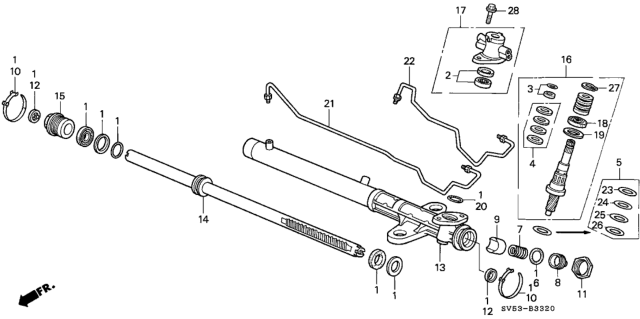 1995 Honda Accord 5 Door LX KA 4AT P.S. Gear Box Components Diagram