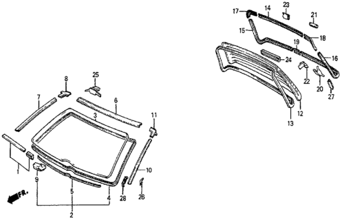 1985 Honda Prelude Windshield - Rear Window Diagram