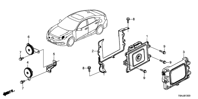 2019 Honda Civic CONTROL MODULE, POWERTRAIN (REWRITABLE) Diagram for 37820-5BB-A03