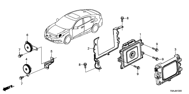 2018 Honda Civic Control Module, Powertrain Diagram for 37820-5AJ-L52