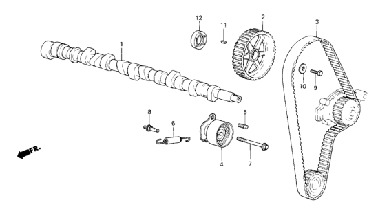 1987 Honda CRX 2 Door HF KA 5MT Camshaft - Timing Belt Diagram
