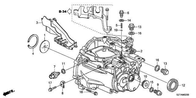 2013 Honda CR-Z MT Transmission Case Diagram