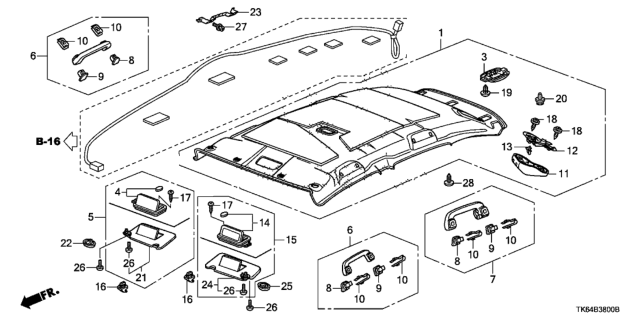 2012 Honda Fit Sunvisor Assembly, Passenger Side (Grayge) (Mirror) Diagram for 83230-TK6-A02ZB