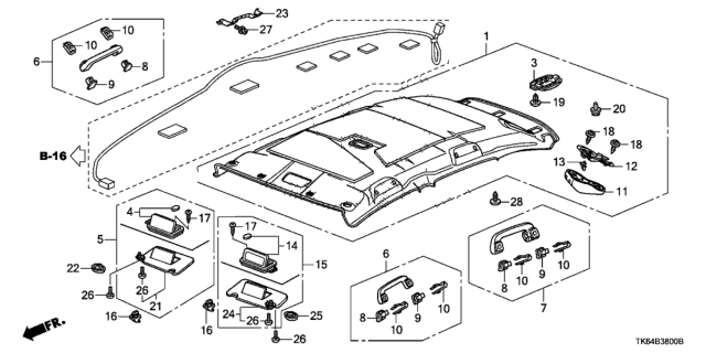 2010 Honda Fit Sunvisor Assembly, Driver Side (Clear Gray) (Mirror) Diagram for 83280-TK6-A01ZA