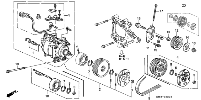 1994 Honda Civic A/C Compressor (Hadsys) Diagram