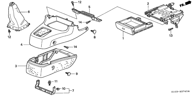 1999 Honda CR-V 5 Door LX (4WD) KA 5MT Console Diagram