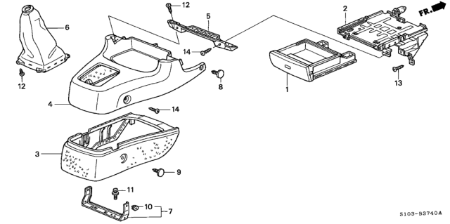 1998 Honda CR-V Console Diagram