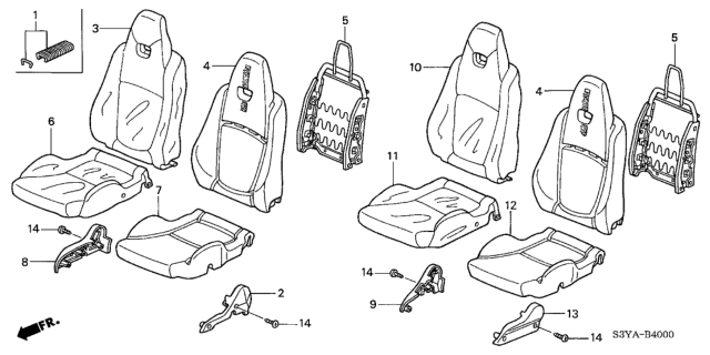 2005 Honda Insight 3 Door DX (A/C) KA 5MT Seat Diagram
