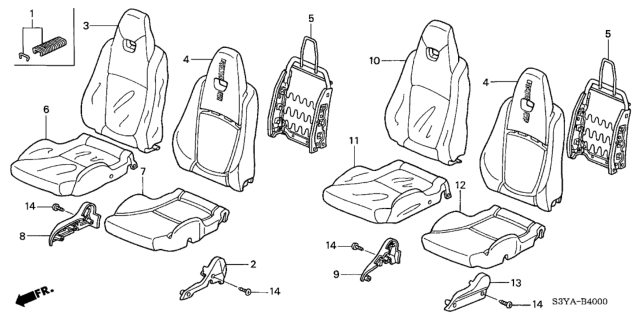 2006 Honda Insight Cover, R. Reclining *YR233L* (TITANIUM) Diagram for 81238-S3Y-A01ZB