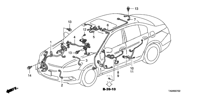 2011 Honda Accord Wire, Interior & Sunroof Diagram for 32155-TA0-A11