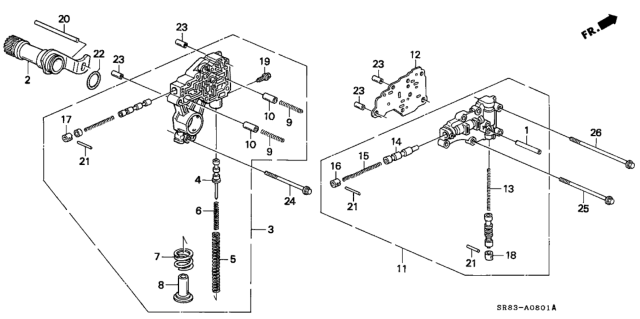 1995 Honda Civic Body Assy., Lock-Up Valve Diagram for 27600-P24-A02