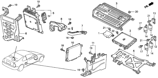 1993 Honda Prelude Control Unit (PGM-FI, Rear Bulkhead) Diagram