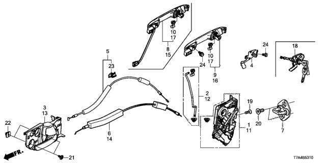 2020 Honda HR-V Cable, Rear Front Door Lock Diagram for 72133-T7A-J01