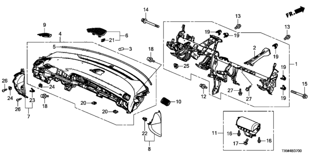 2021 Honda Insight PANEL COMP *NH900L* Diagram for 77100-TXM-A01ZA