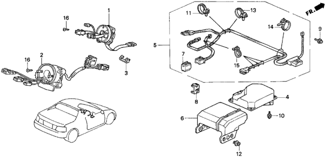 1995 Honda Del Sol SRS Unit Diagram