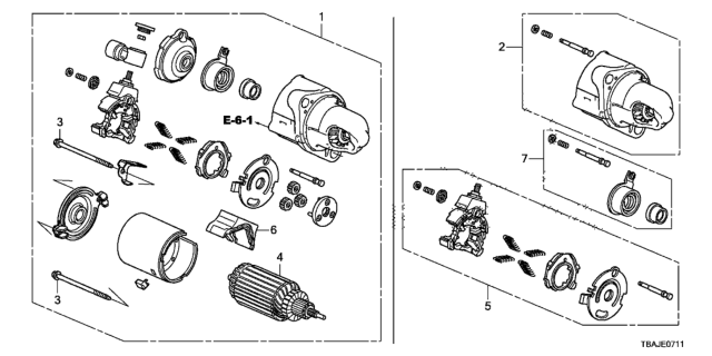 2019 Honda Civic Starter Motor Assembly Diagram for 31200-5BA-A02