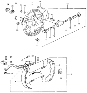 1982 Honda Civic 5 Door ** (WAGOVAN) KA HMT Rear Brake Shoe Diagram