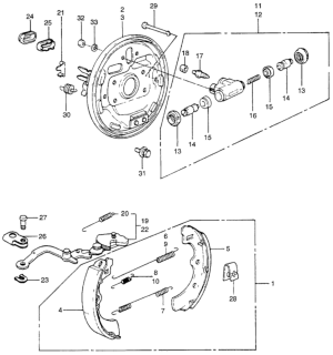 1983 Honda Civic Shoe Kit, Brake Diagram for 064B3-SA3-020