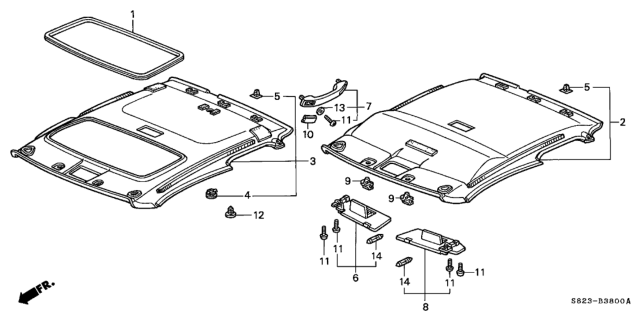 1998 Honda Accord Roof Lining Diagram