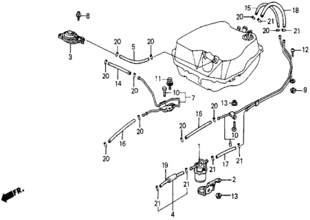 1987 Honda Civic 5 Door 4WD KA 5MT Fuel Strainer - Fuel Tubing Diagram