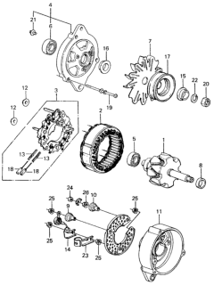 1981 Honda Civic 4 Door ** (1500) KH HMT Alternator Components Diagram